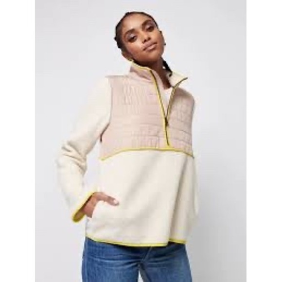 Faherty Tops - Faherty Sherpa Cobble Hill Quarter Zip‎ Pullover Cream Small EUC